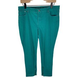 Jennifer Lopez Womens Teal straight Skinny Jeans with leg opening zippers